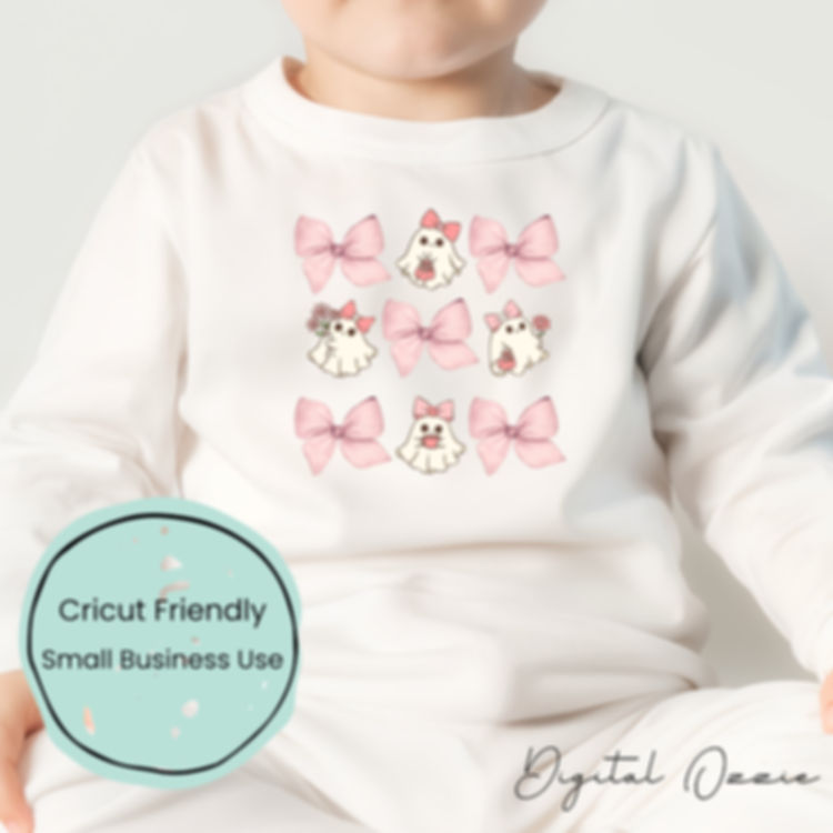 Cute Ghost with Croquette Bow Halloween Design