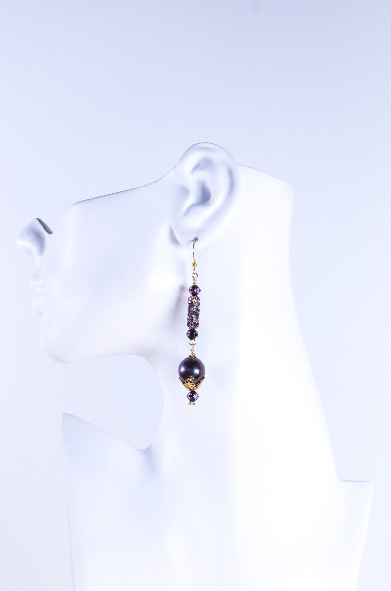 Vegas Nights Tahitian Pearl and Austrian Crystal Earrings