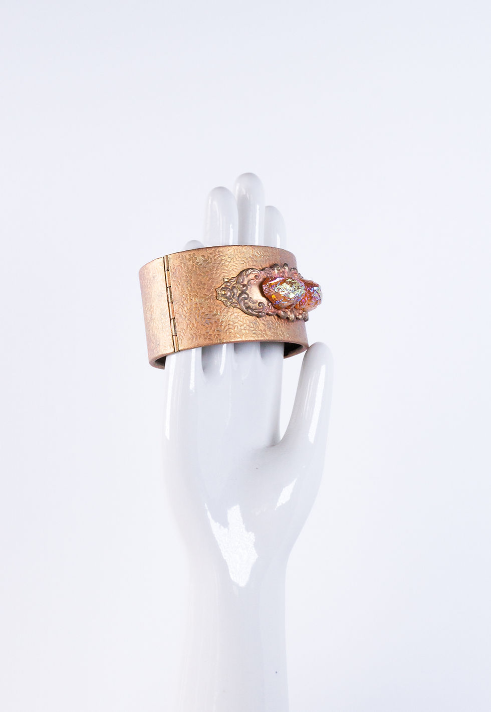 Thumbnail: Sun Salutation Hand-Painted Vintage Hinged Bangle Bracelet
