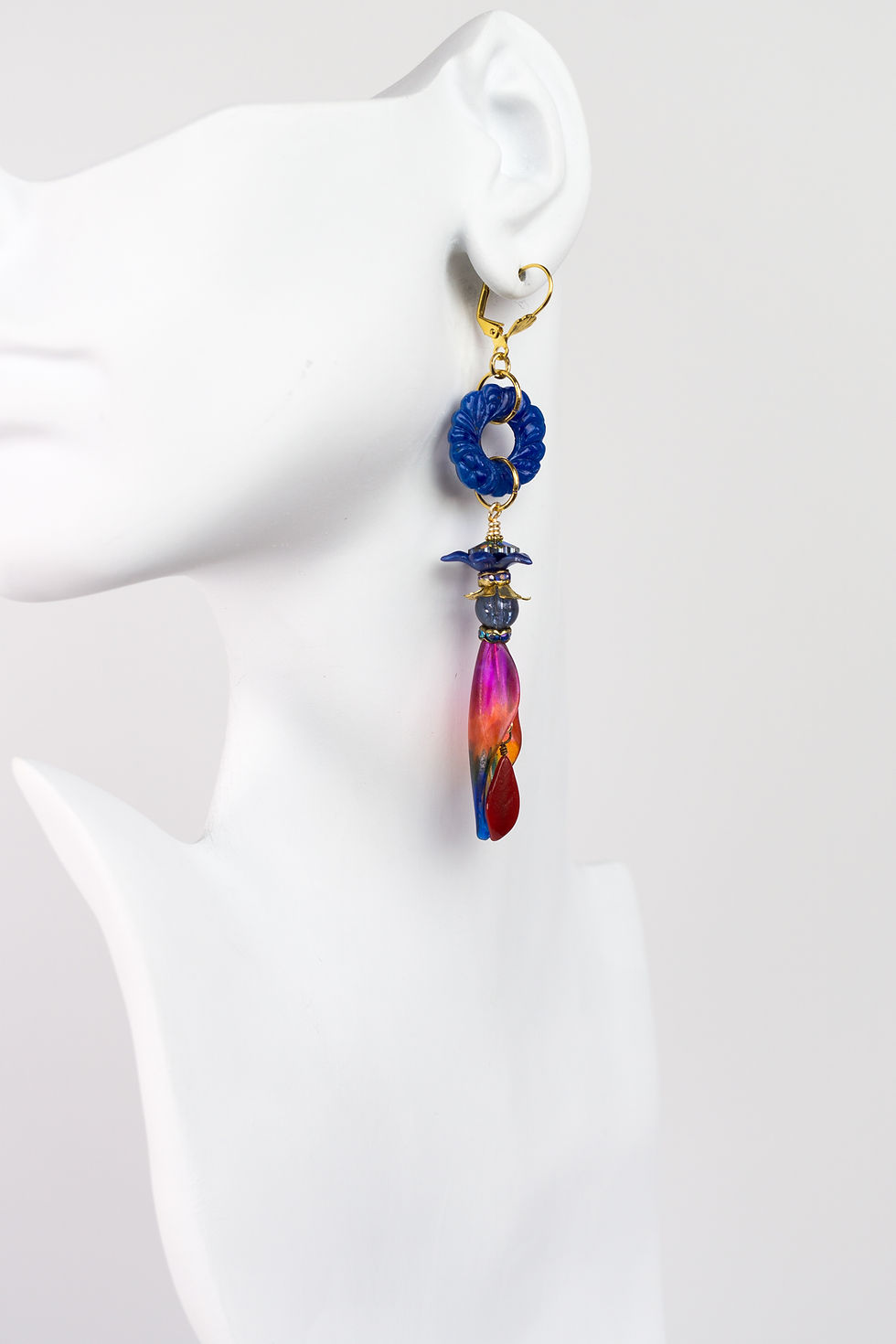 Thumbnail: Candied-Callas_Handmade_Earrings_Vintage_Jewelry_A-Silk-Purse_Blue_Red_Multi-Color