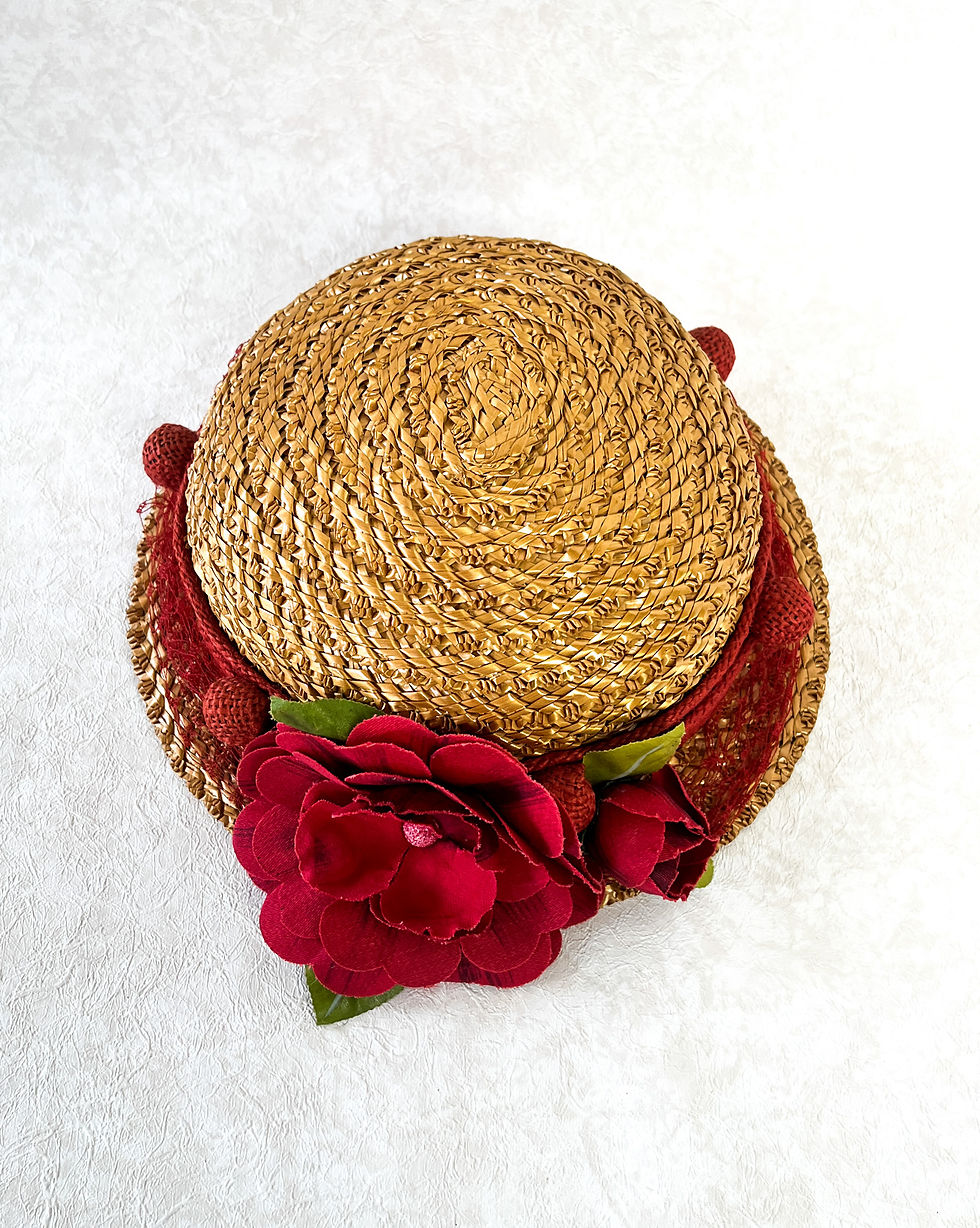 Thumbnail: Carousel Re-Styled Vintage Summer Straw Hat