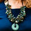Thumbnail: Circle of Life Multi-Strand Beaded Necklace African Turquoise Green Black On Model