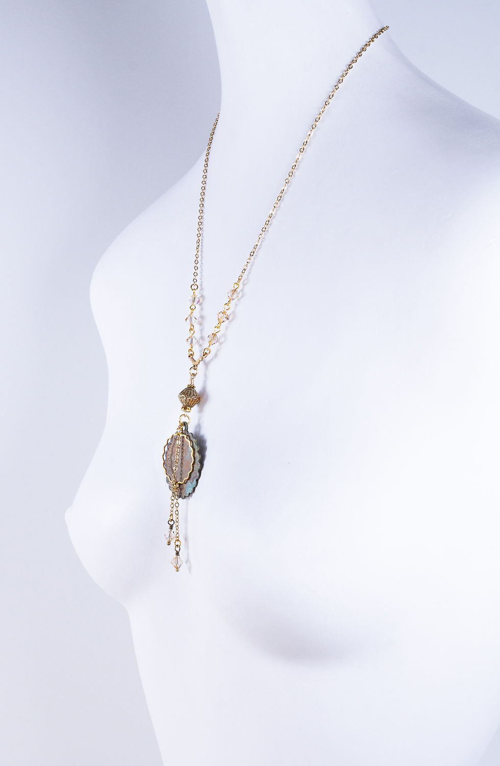 Thumbnail: Force of Nature Artisan Patina Brass and Crystal Necklace