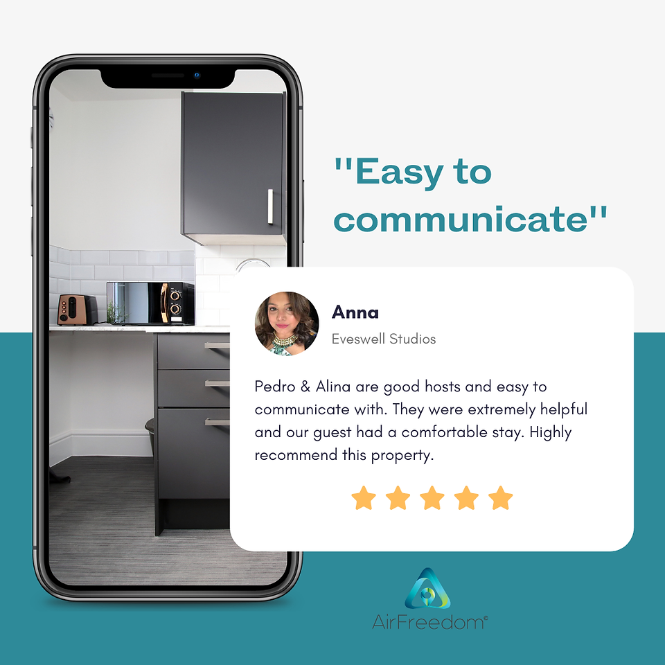 positive review praising AirFreedom's excellent communication and responsiveness