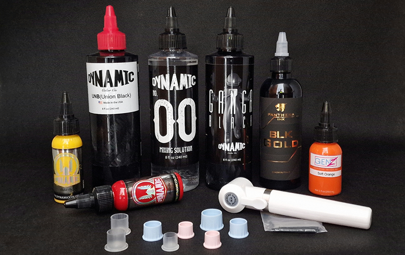Eye-level view of tattoo studio with modern equipment and clean setup