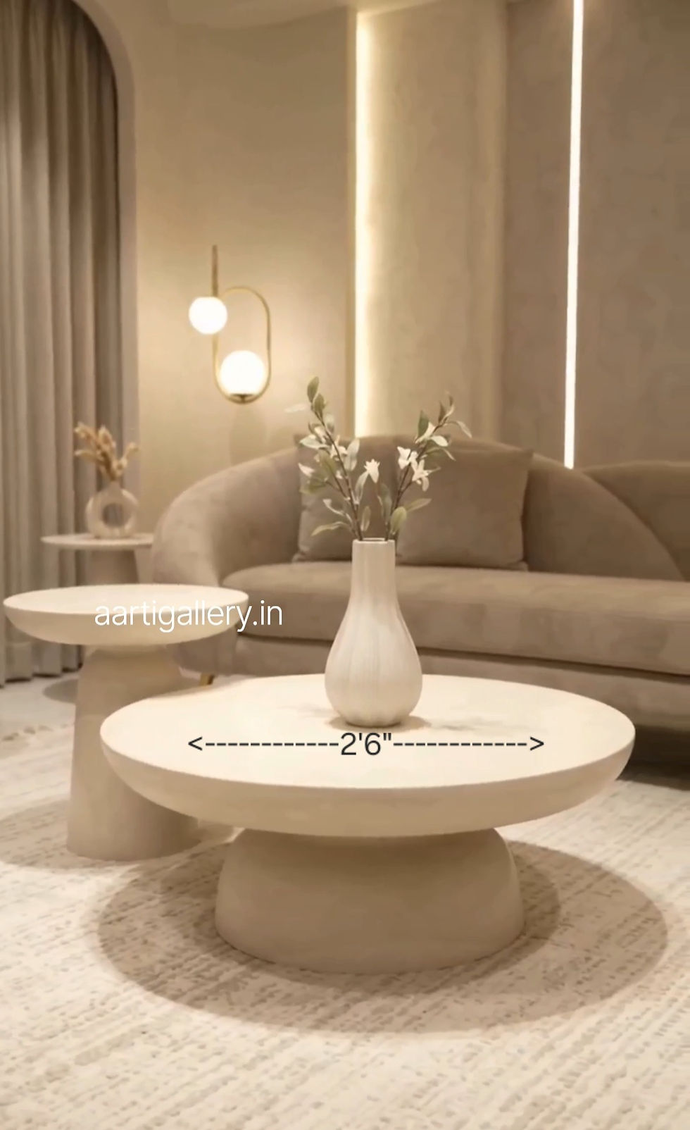 Thumbnail: Minimalist Sculptural Stone-Finish Coffee Table