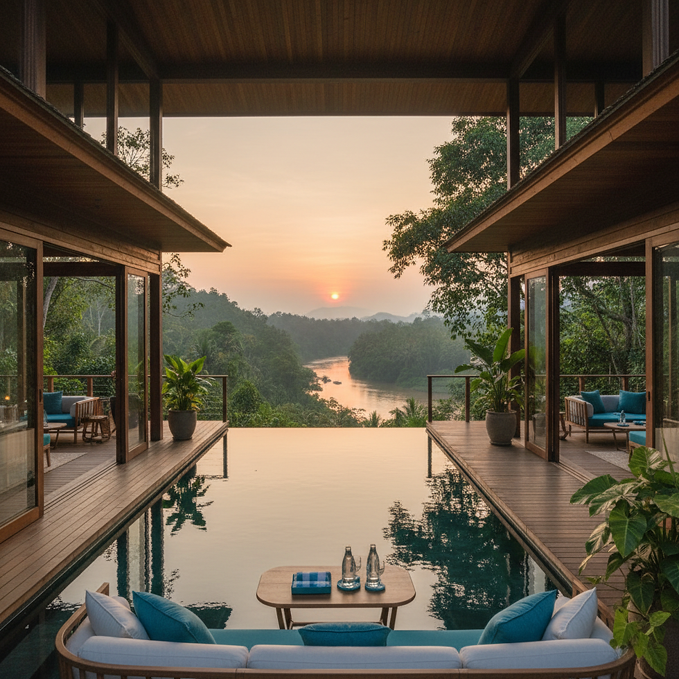 Lakeside view — calm water reflecting Cangshan, traditional wooden fishing boats floating