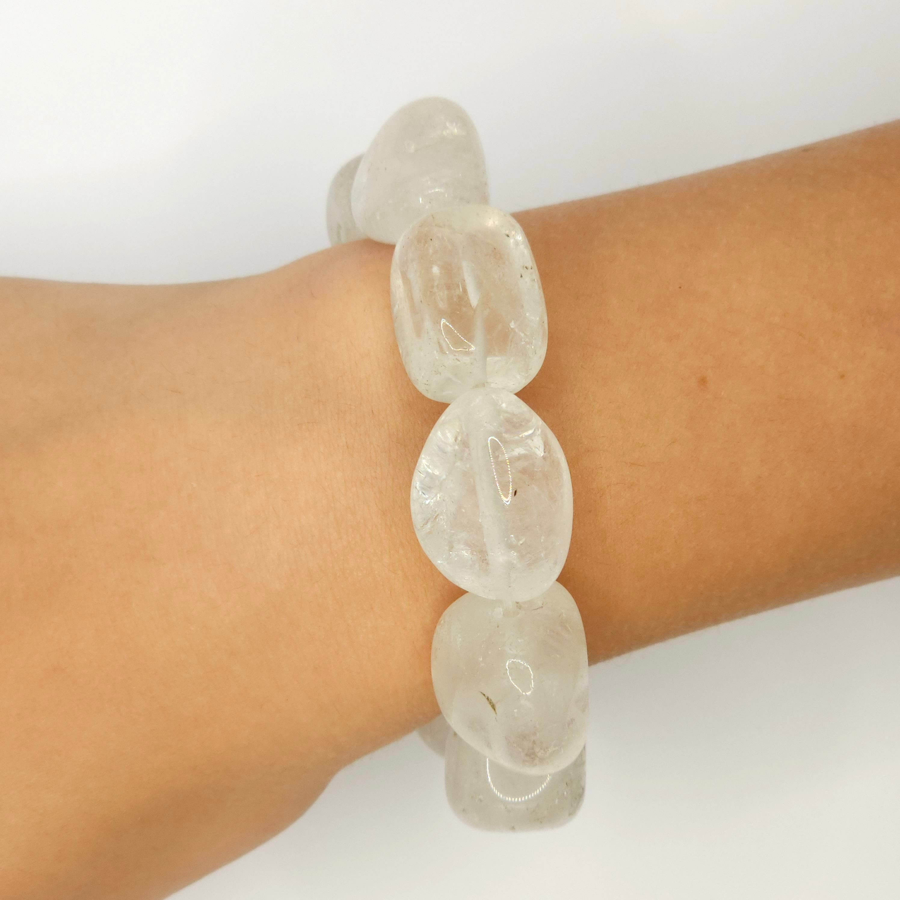 Clear Quartz Tumbled Stone Stretch Bracelet