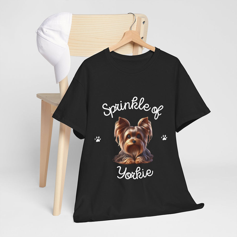 Thumbnail: Unisex Heavy Cotton Tee Sprinkle Of Yorkie 5 - Large - Black