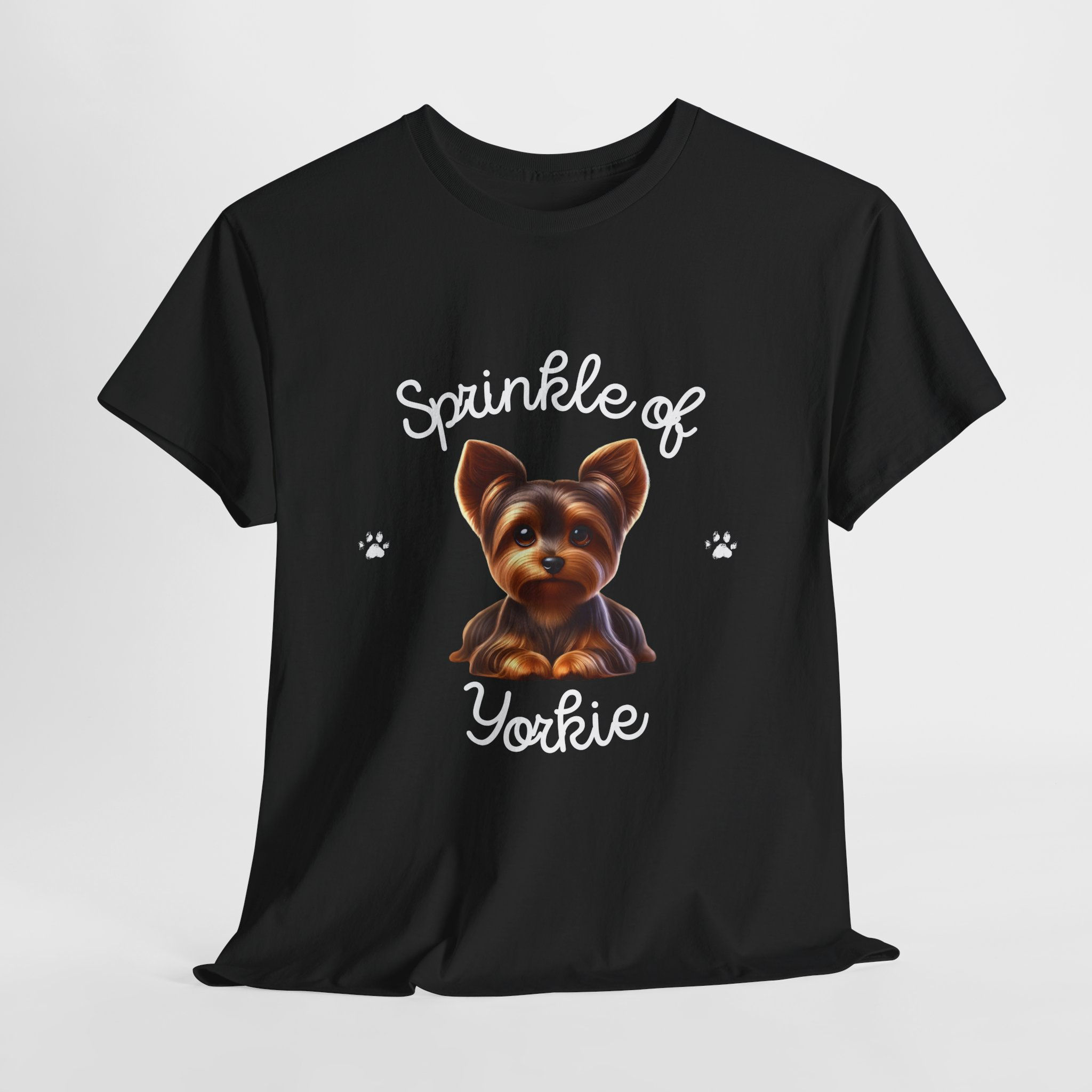 Unisex Heavy Cotton Tee Sprinkle Of Yorkie 2 - Medium - Black