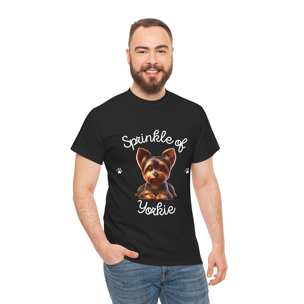 Thumbnail: Unisex Heavy Cotton Tee Sprinkle Of Yorkie 2 - X-Large - Black