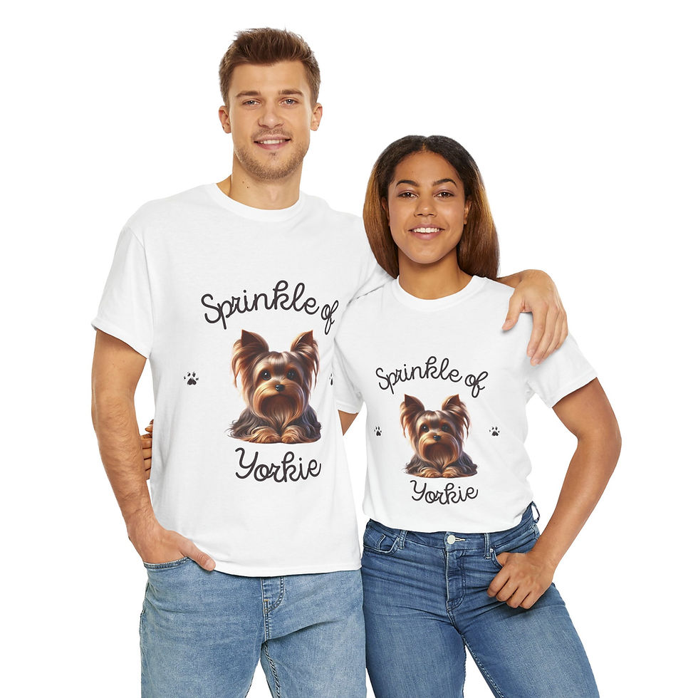 Thumbnail: Unisex Heavy Cotton Tee Sprinkle Of Yorkie 5 - XX-Large - White
