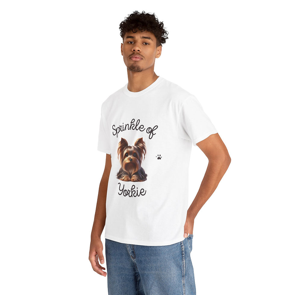 Thumbnail: Unisex Heavy Cotton Tee Sprinkle Of Yorkie 5 - XX-Large - White