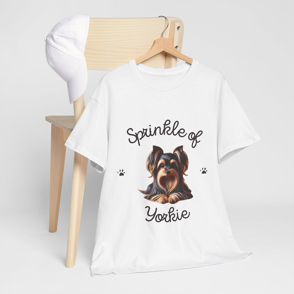 Thumbnail: Unisex Heavy Cotton Tee Sprinkle Of Yorkie 4 - Medium - White