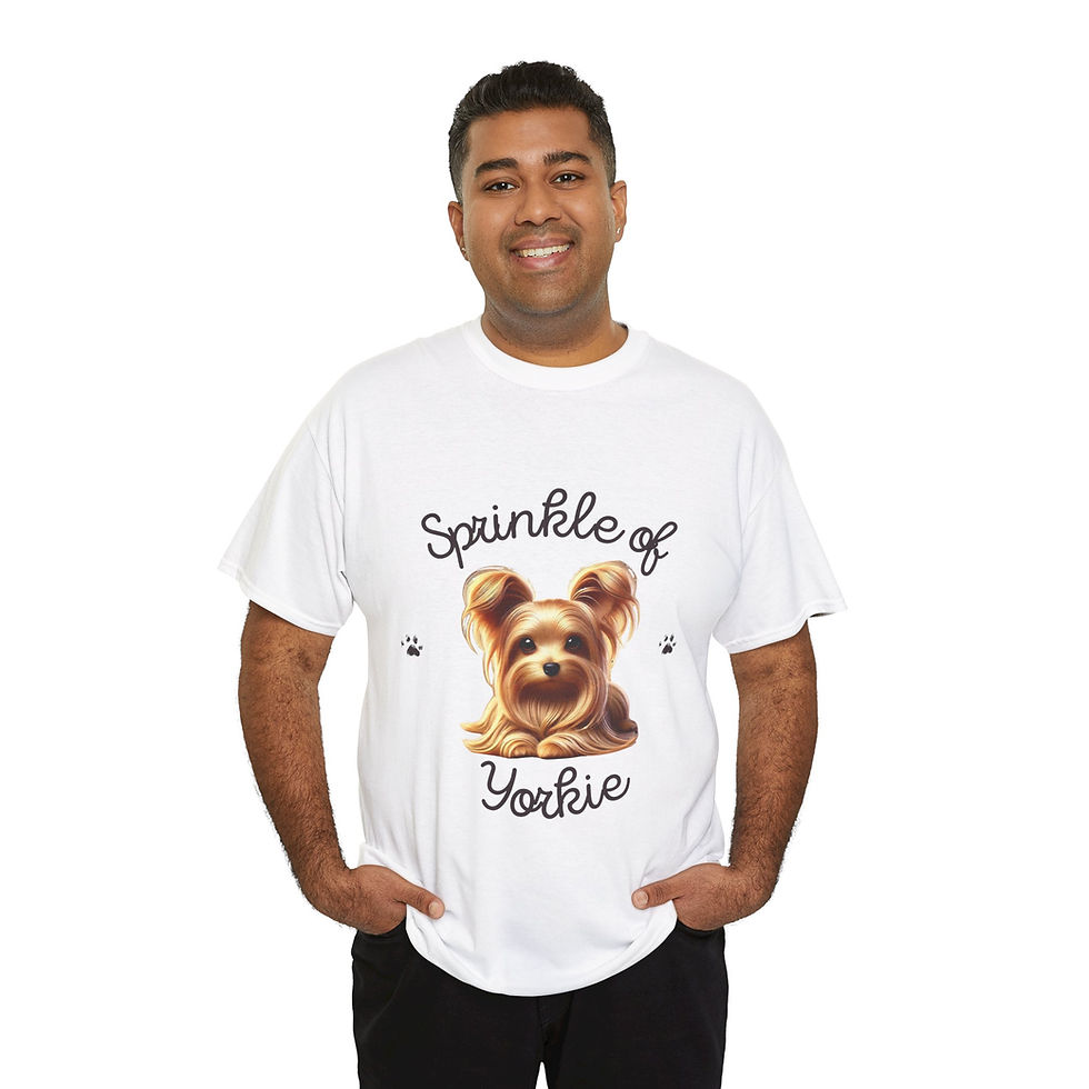 Thumbnail: Unisex Heavy Cotton Tee Sprinkle Of Yorkie 3 - X-Large - White