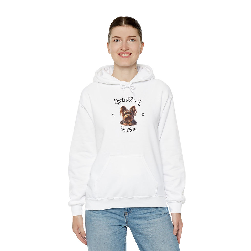 Thumbnail: Unisex Heavy Blend™ Hooded Sweatshirt Sprinkle Of Yorkie 5 - Large - White