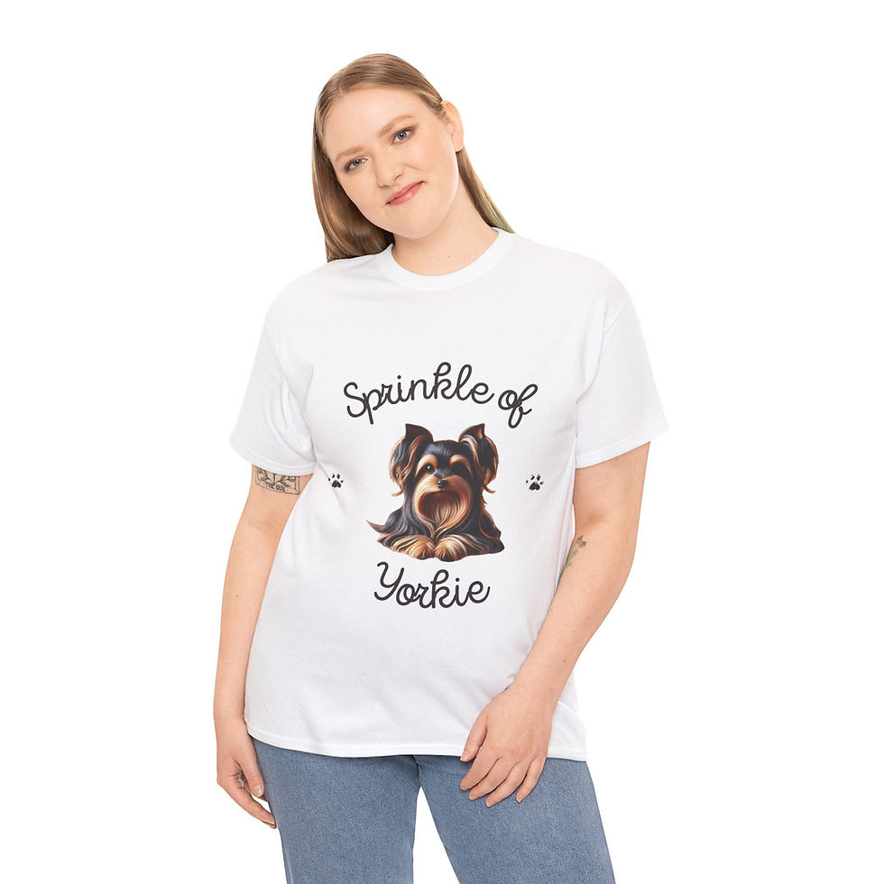 Thumbnail: Unisex Heavy Cotton Tee Sprinkle Of Yorkie 4 - Medium - White