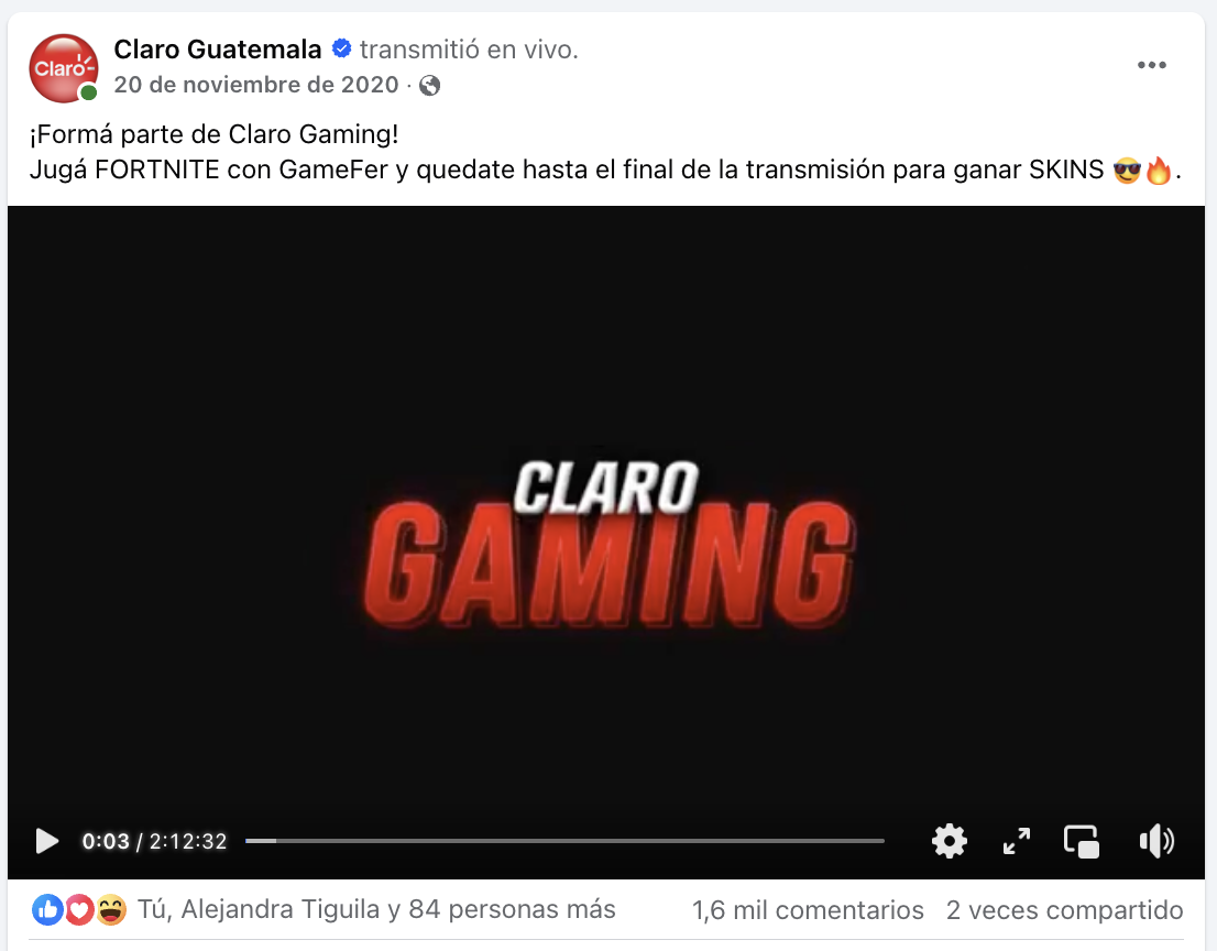 Claro Gaming — Facebook Live