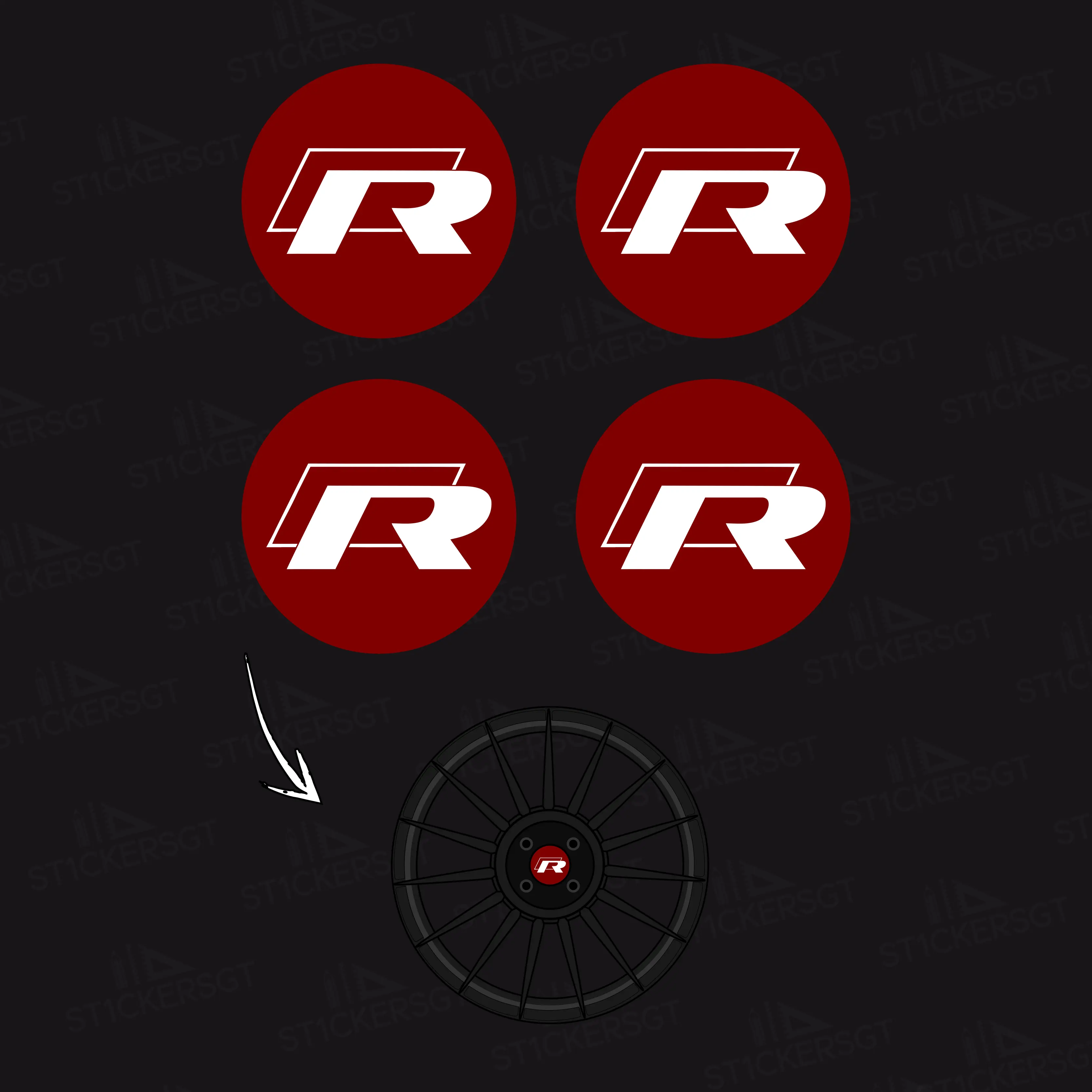 4Pcs "Old Version" R LOGO - STICKERS FOR CENTER CAPS