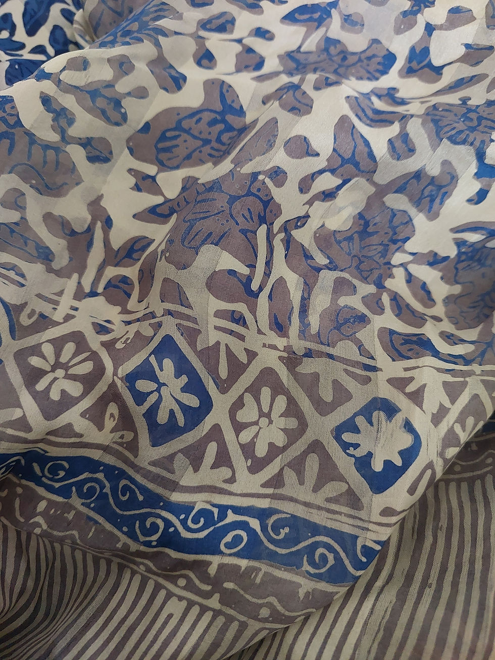 Thumbnail: Dark blue batik scarf front view