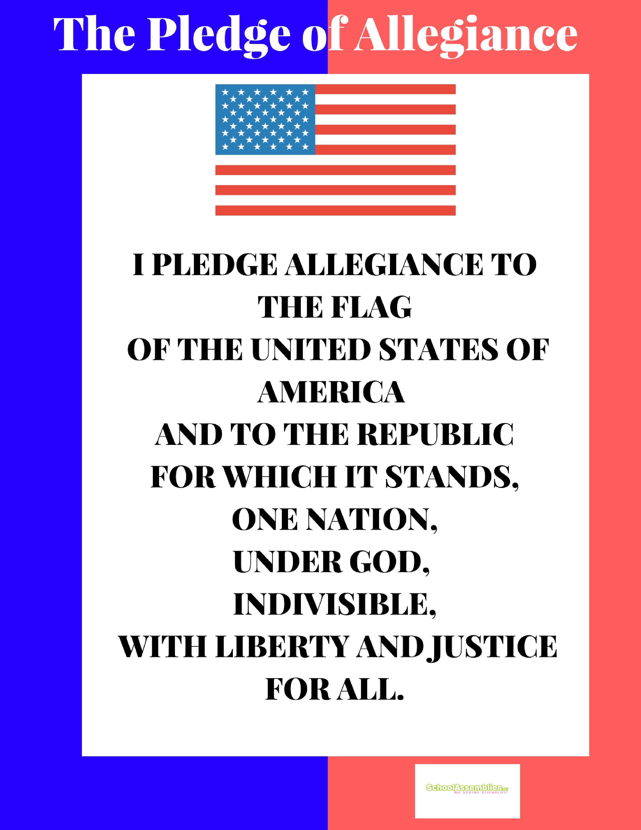 Black and white Pledge of Allegiance printable