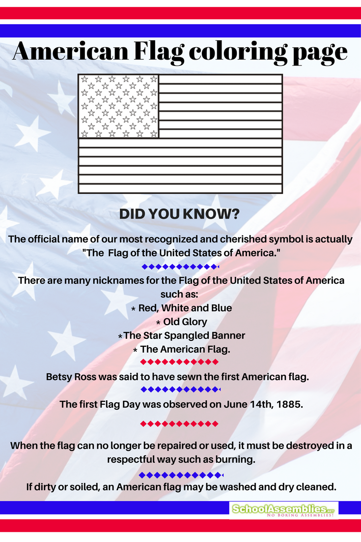 American flag coloring paper