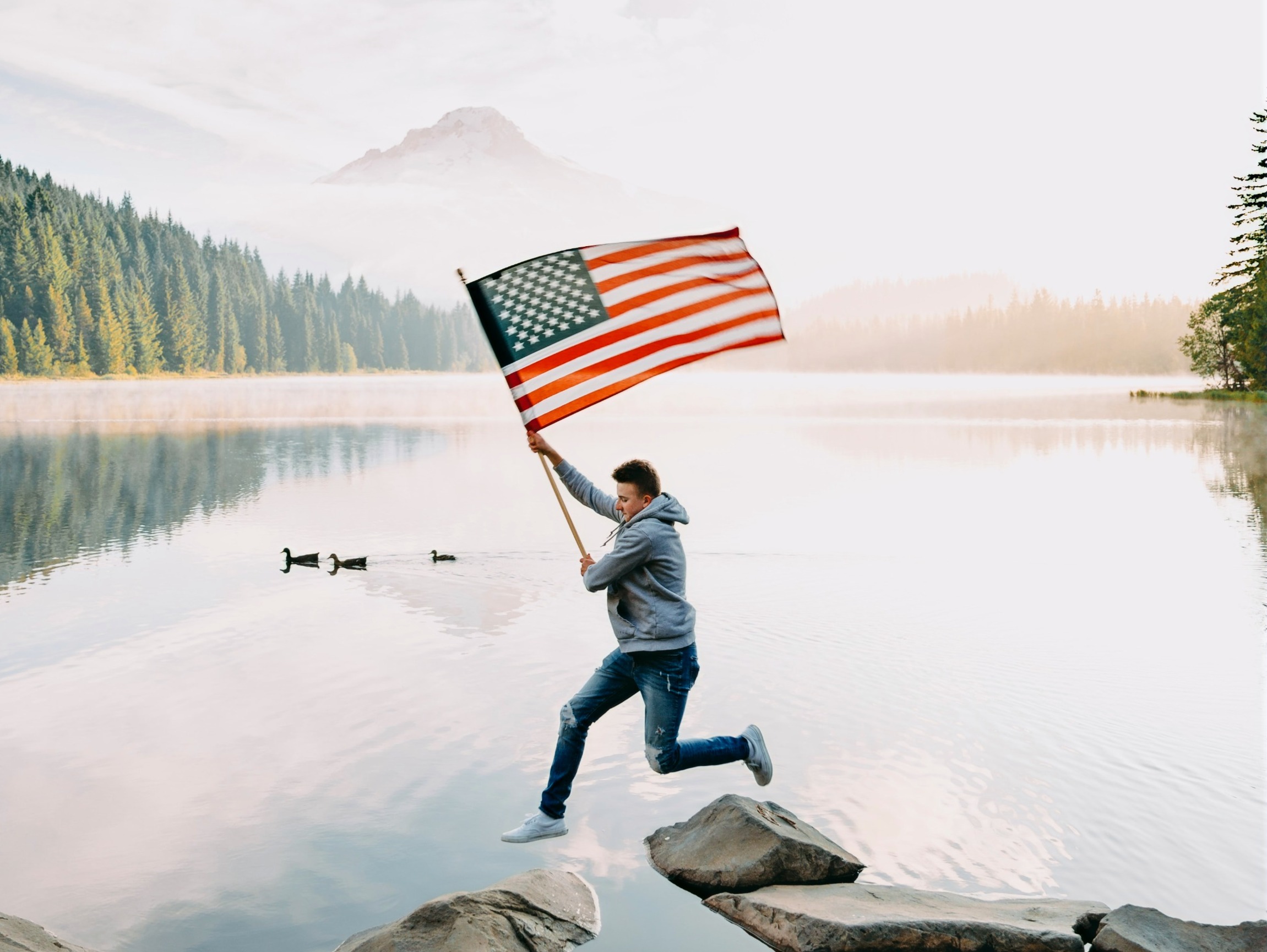 Hopping with Hope and America's Flag