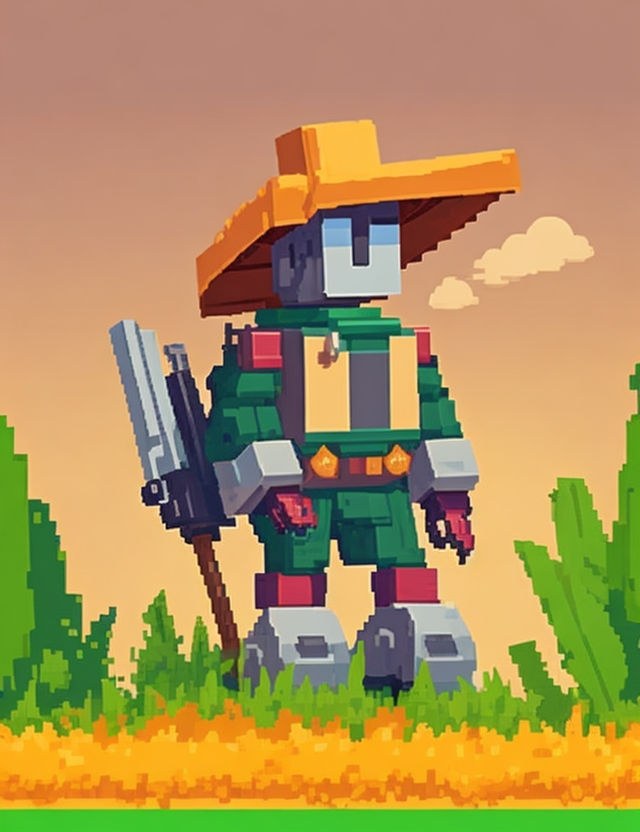 pixelart of robot superfarmer