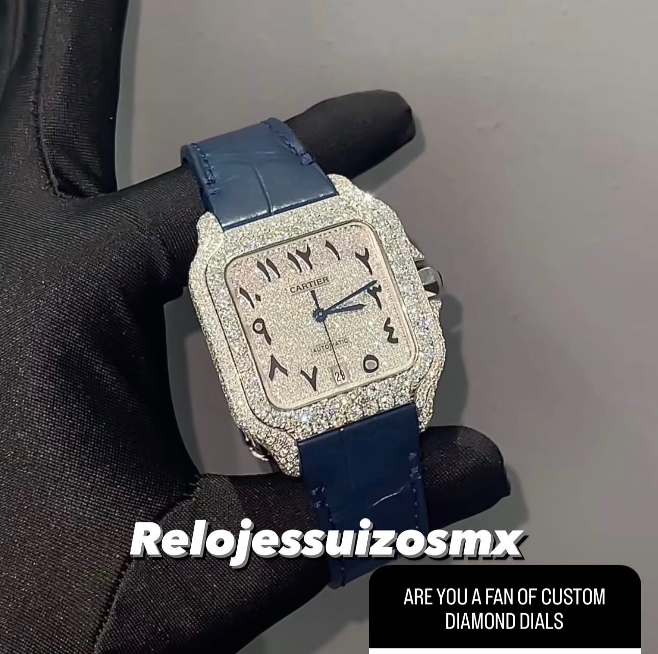 Cartier Santos Arabic Dial Diamond Set 18k Gold Automátic 40mm