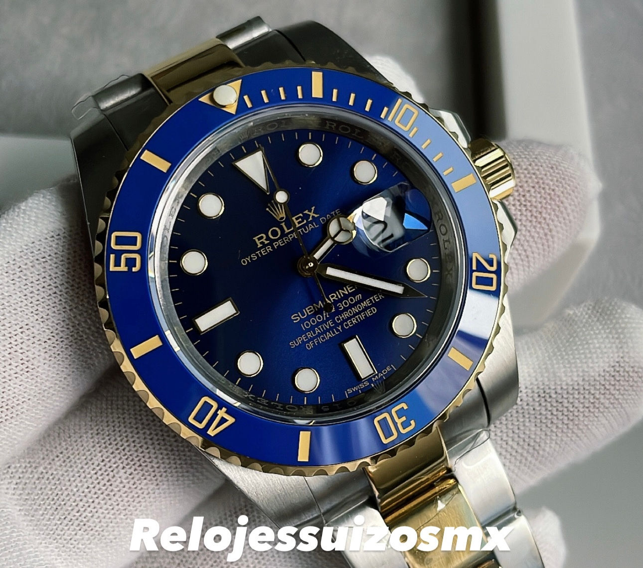 Rolex Submariner DATE Azul Automático 18k
