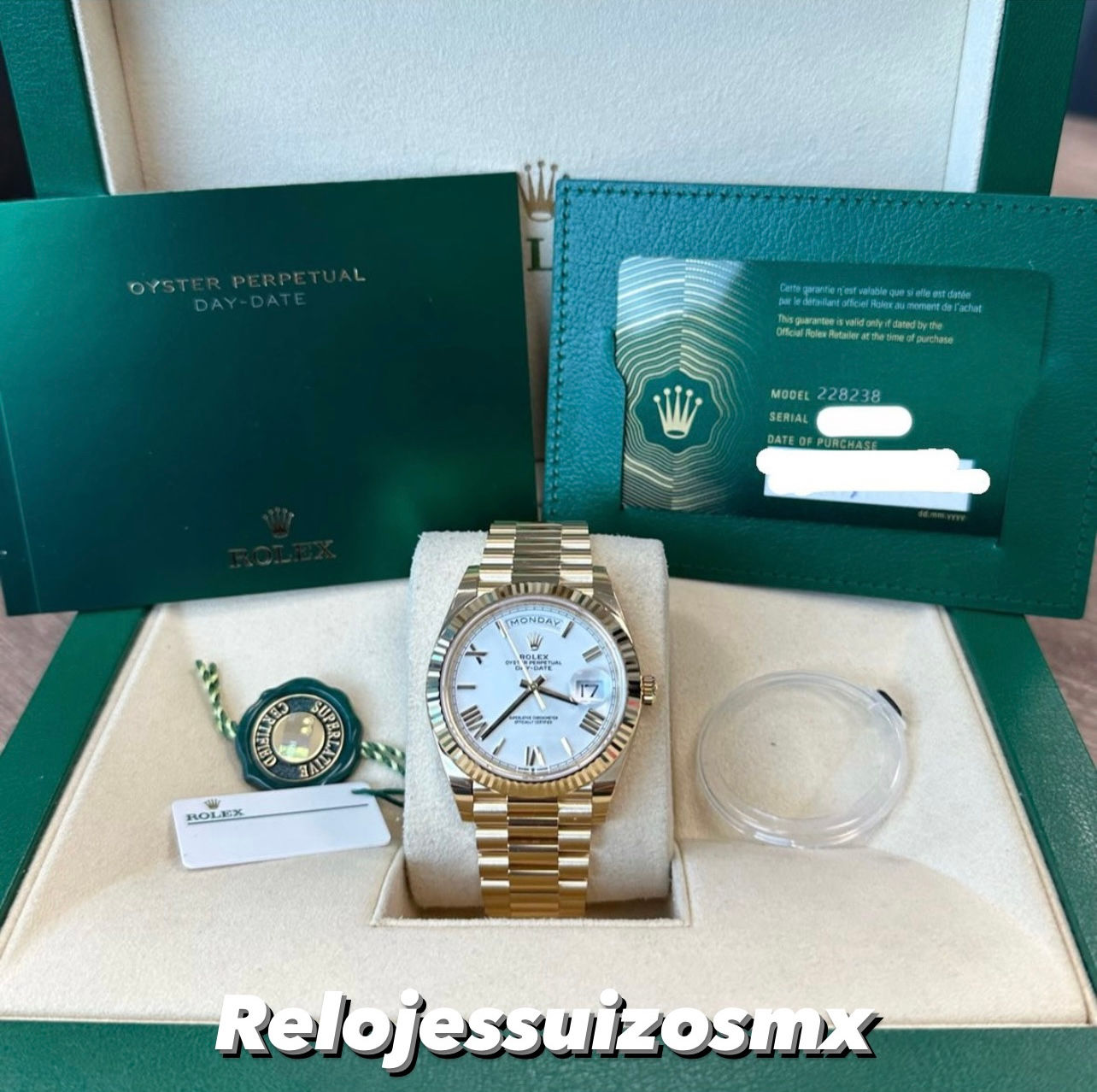 Rolex Day-Date 40 White Dial 18k Yellow Gold 