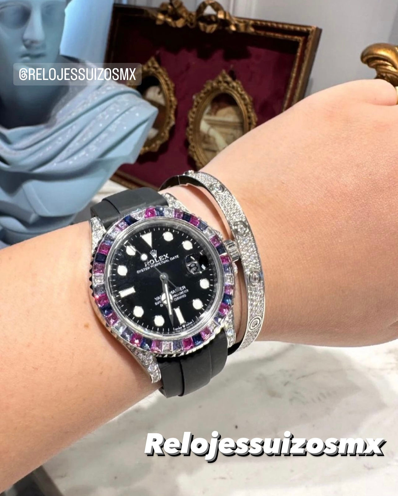 Rolex Yacht Máster Diamond 18k White Gold Oysterflex 42mm 