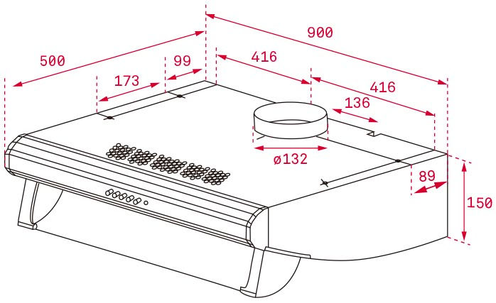 Miniatura: Campana Clásica Integrable de acero inoxidable antihuella en 90 cm