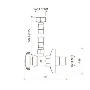 Miniatura: Conjunto Llave Angular Metálica con Manguera Flexible de 12" o 16" para Lavabo.