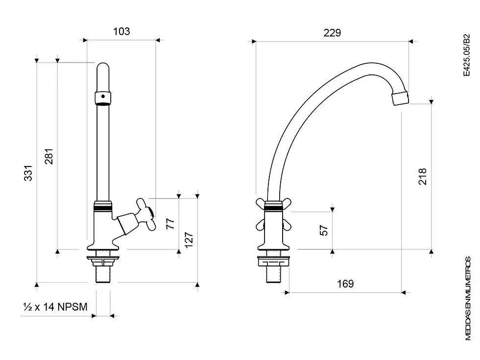 Miniatura: Llave con Pico Bar para Cocina NEW PORT (E425.05/B2)
