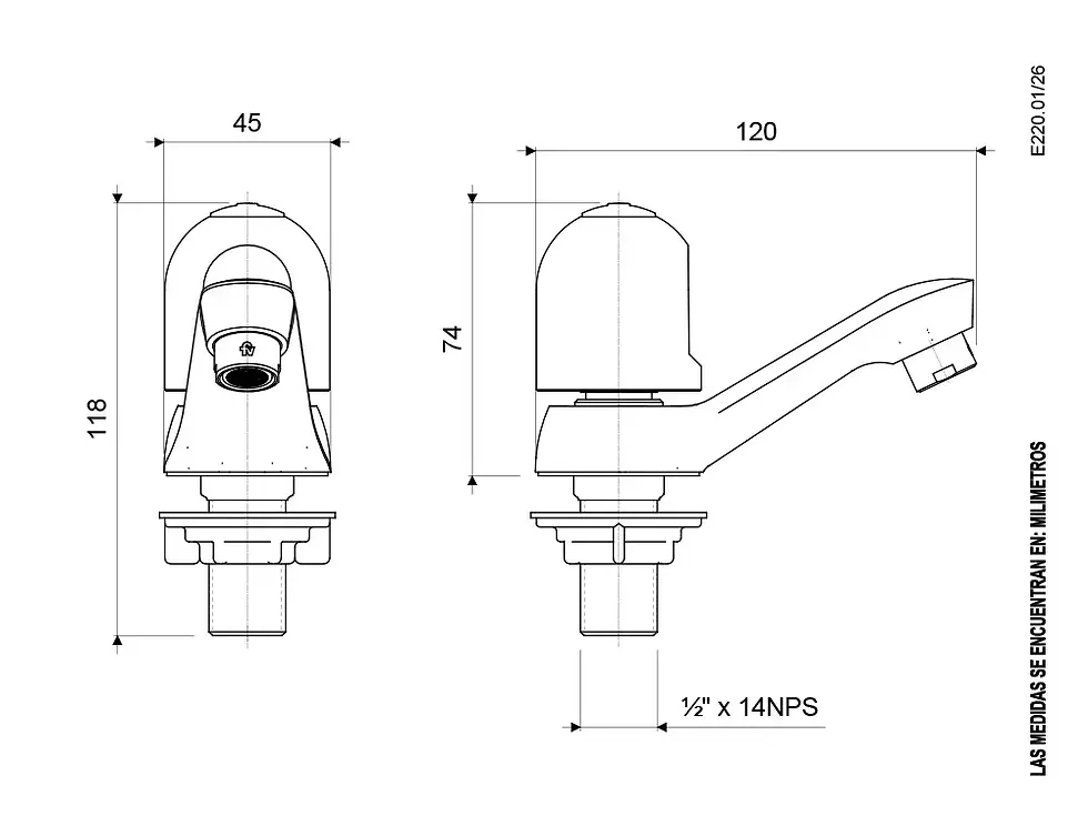 Miniatura: Llave para Lavabo LÚMINA (E220.01/26)