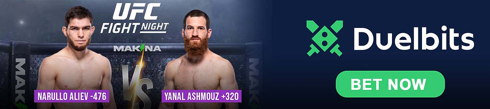 Nurullo Aliev vs. Yanal Ashmouz, UFC Fight Night.
Bet with Duelbits.com