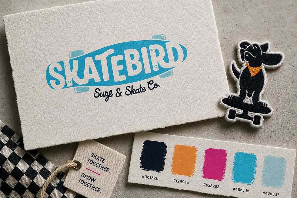 Playful retro-inspired branding and logo design for skate brand