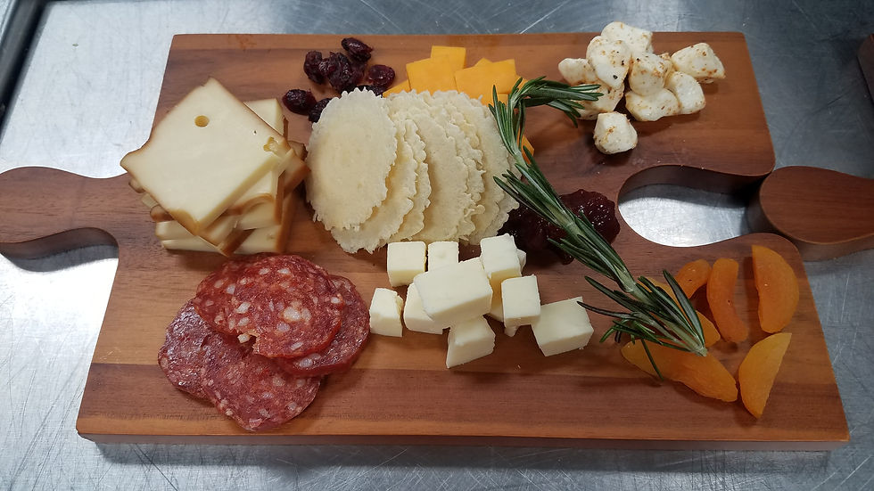 Small charcuterie board with assorted salami and cheeses
