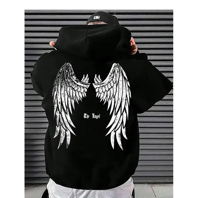 Men and Women Printed Polyester Pullover Hoodie with Hood