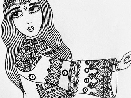 tribaL afghan girl DRAWING