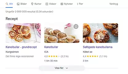 Exempel på hur strukturerad data kan leda till värdefulla sökresultat.