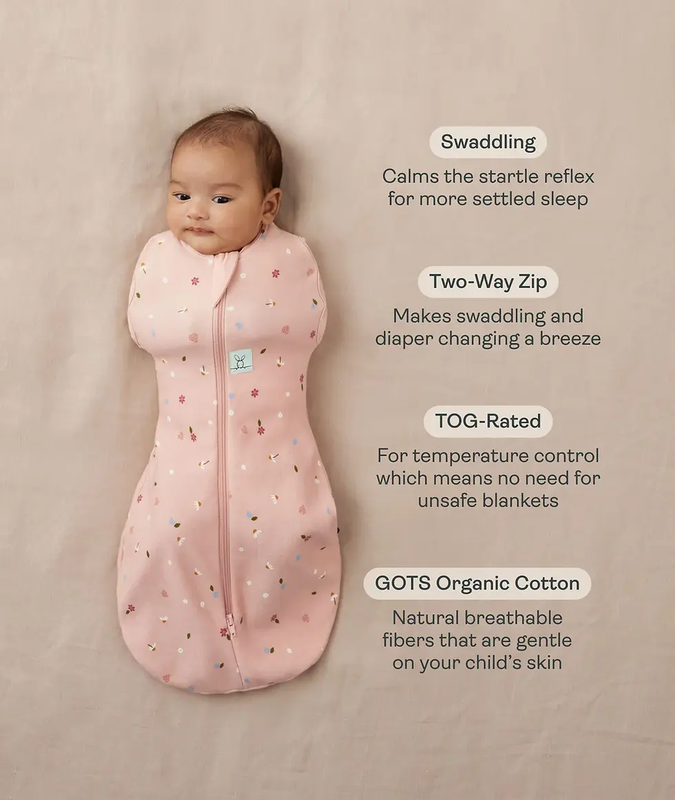 The ergoPouch Cocoon Swaddle Sack is a two-way zip, breathable organic cotton option our nursing team likes for newborns.
