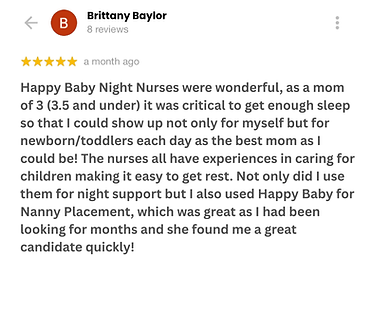 5 Star Review for Happy Baby Night Nurses in Tennessee