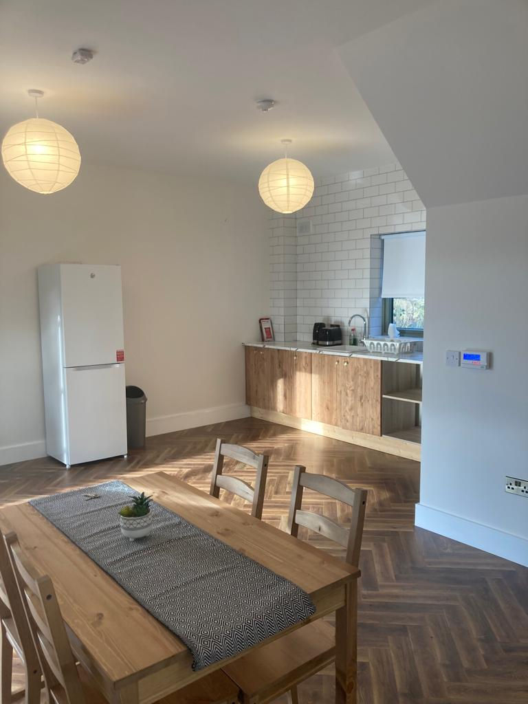 Fully equipped kitchen in contractor accommodation in Dublin