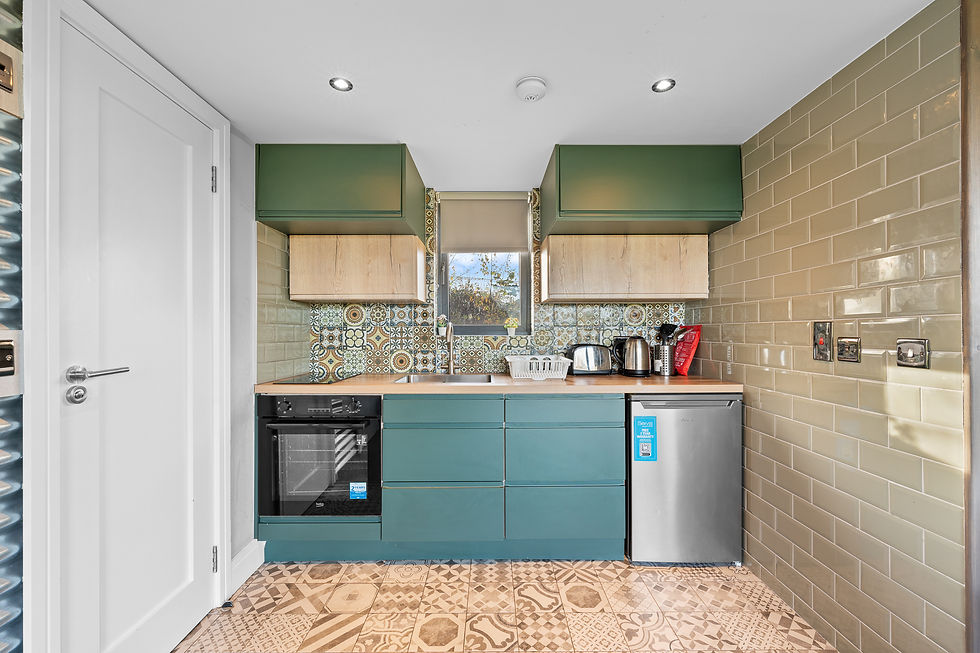 Fully equipped kitchen in contractor accommodation in Dublin