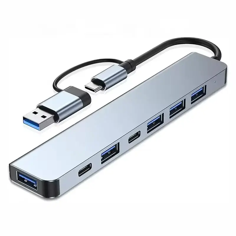 Thumbnail: Multi Port USB Splitter USB-C Hub Aluminum Alloy 7 in 1 Adapter OTG Type-C