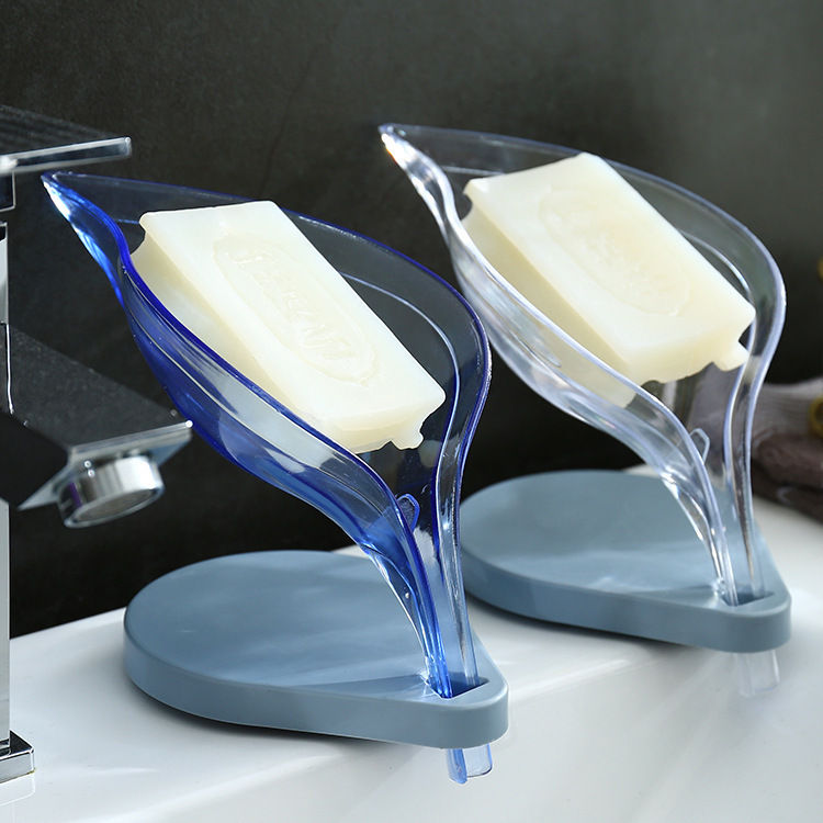 Punch-Free Leaf Soap Box Bathroom Creative Suction Cup Soap Box Drain Storage