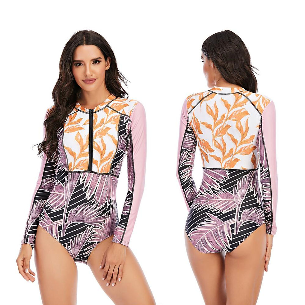 Thumbnail: One Piece Swimsuit Print Long Sleeve Women Swimwear Bathing Suit