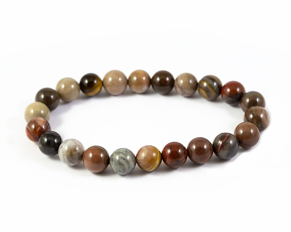 Bracelet bois fossile - Perle 8mm